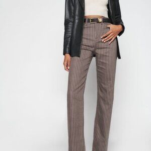 Reformation High Rise Wide Leg Cacao Pinstripe Jeans
